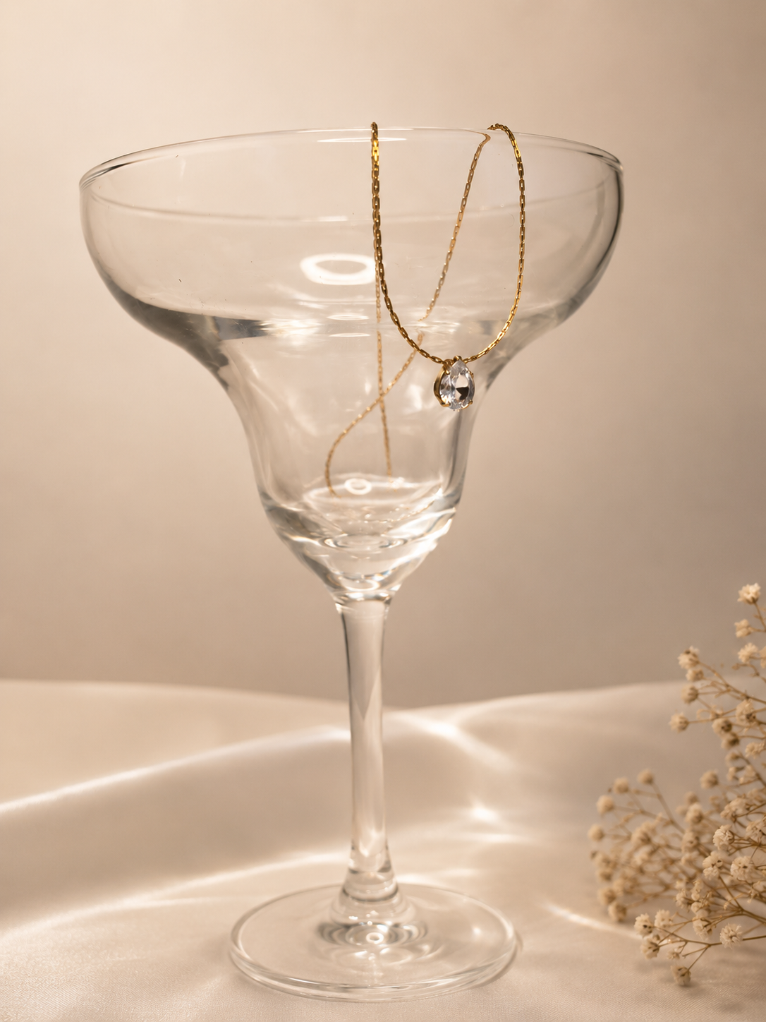 CZ Teardrop Solitaire Necklace