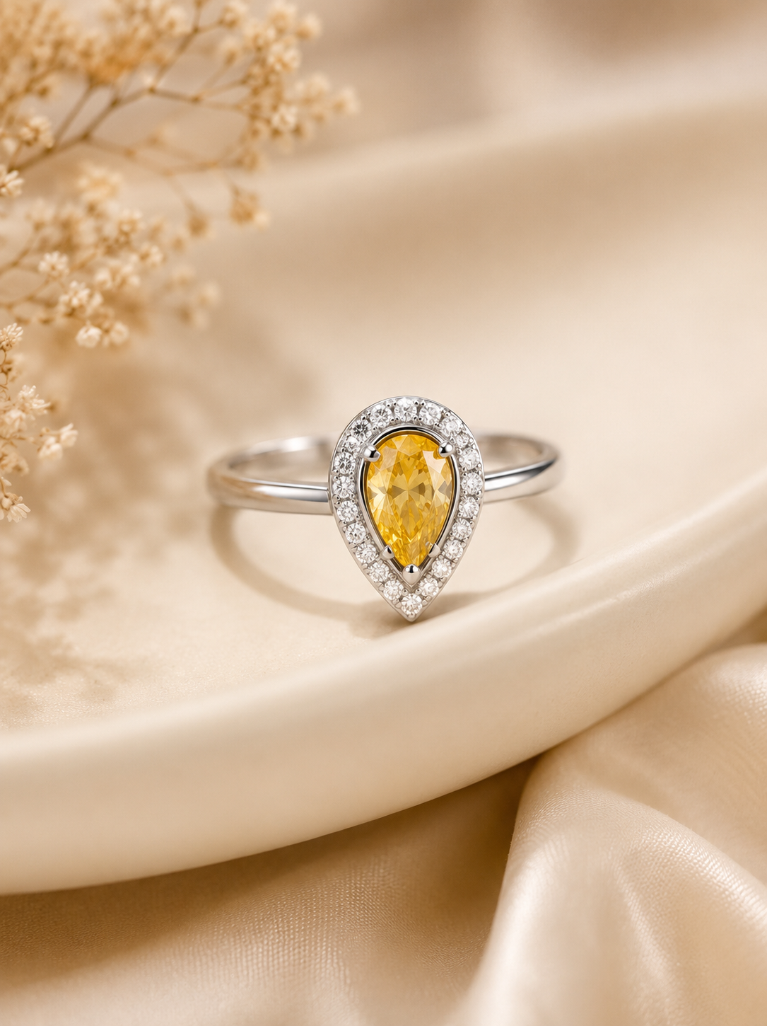 Citrine Halo Ring