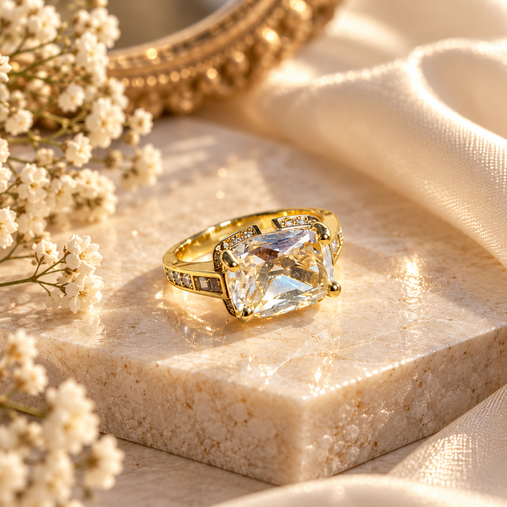 Aurelia Adjustable Cushion-Cut Statement Ring
