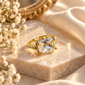 Aurelia Adjustable Cushion-Cut Statement Ring