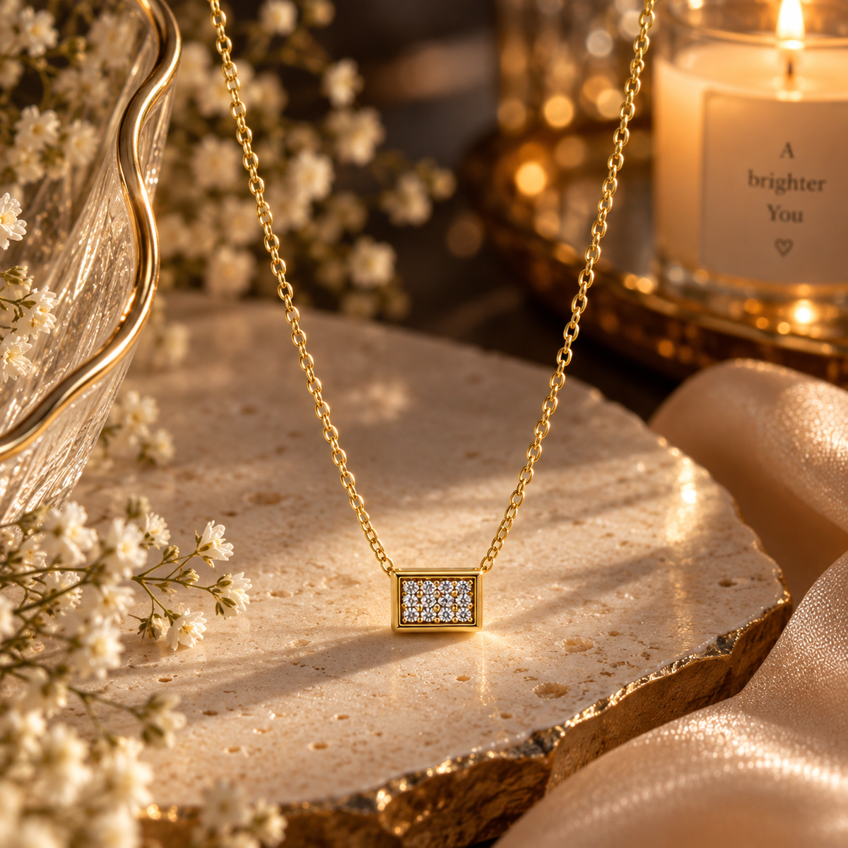 Astra Anti-Tarnish Crystal Bar Pendant Necklace