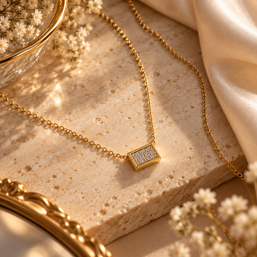 Astra Anti-Tarnish Crystal Bar Pendant Necklace