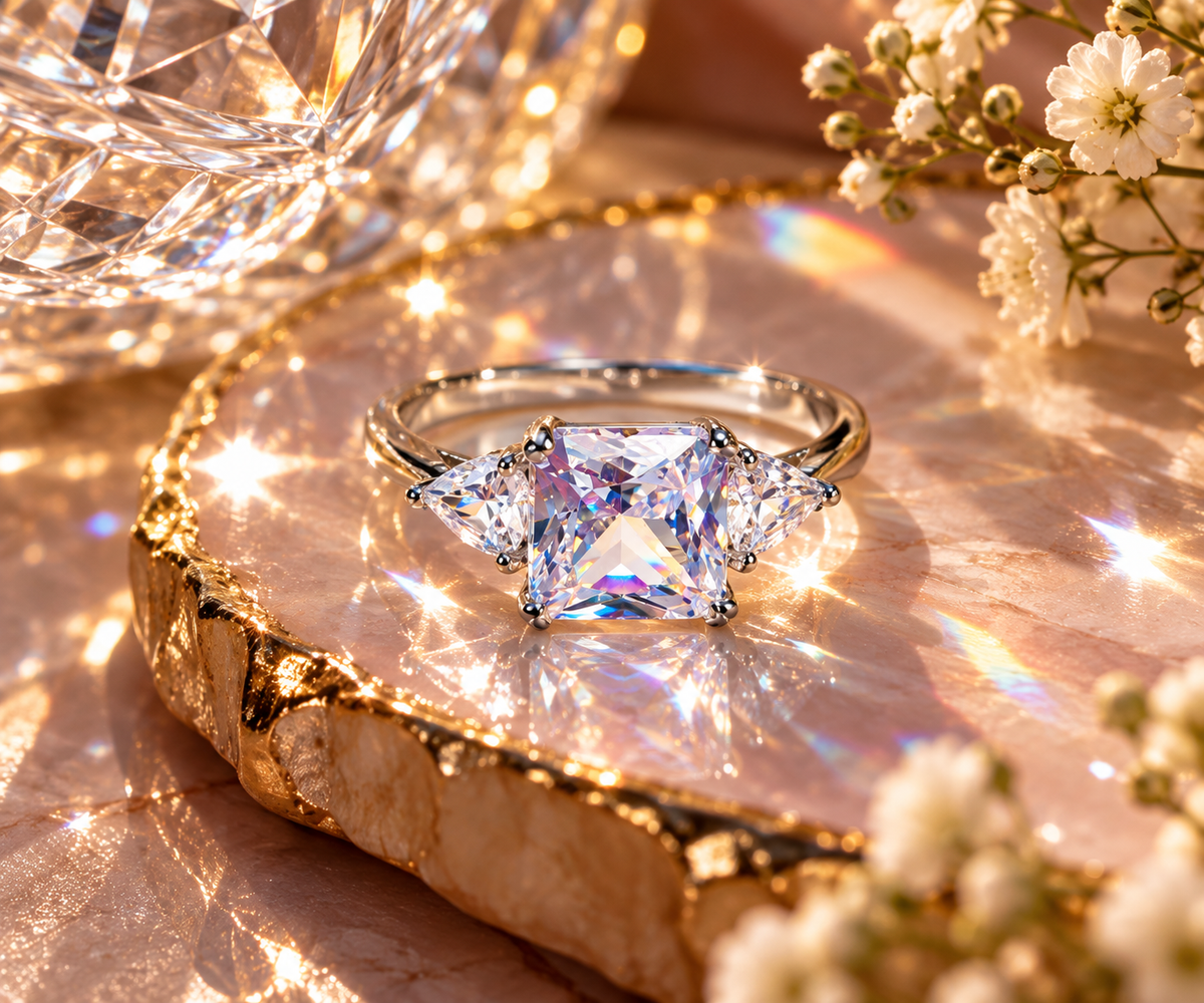 Silver Prism Three-Stone Ring