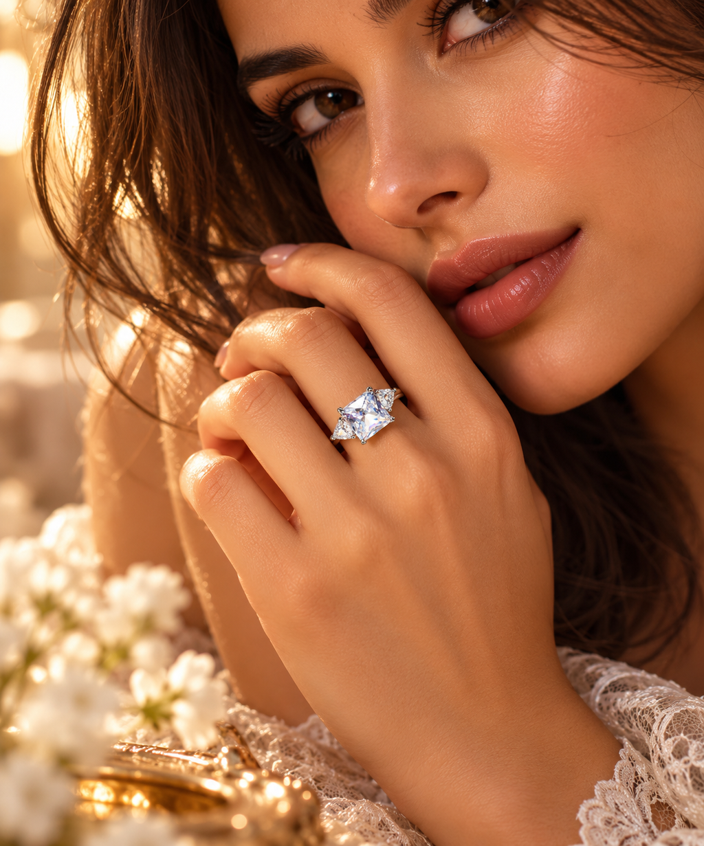Silver Prism Three-Stone Ring