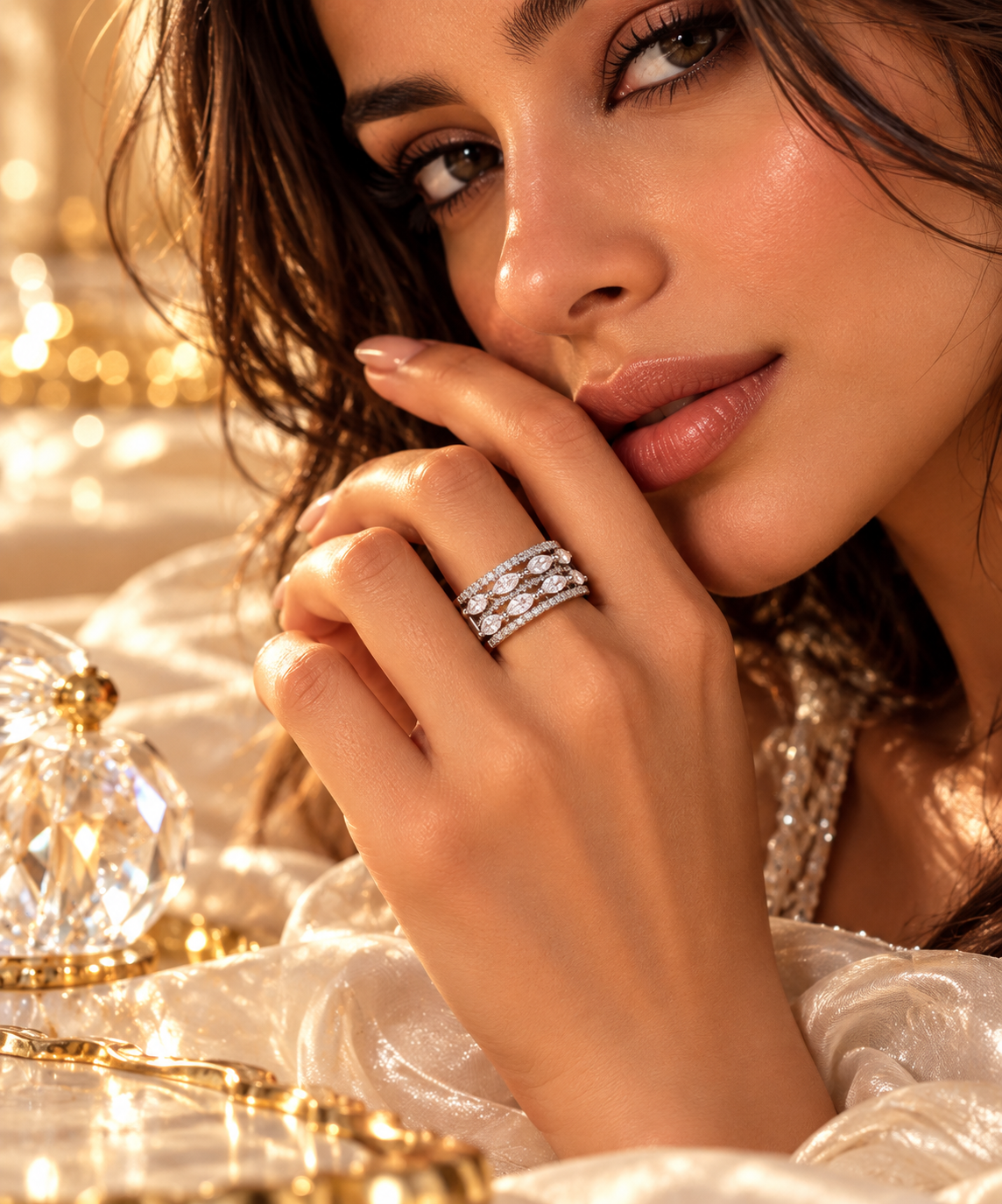 Silver Cascade Adjustable Ring