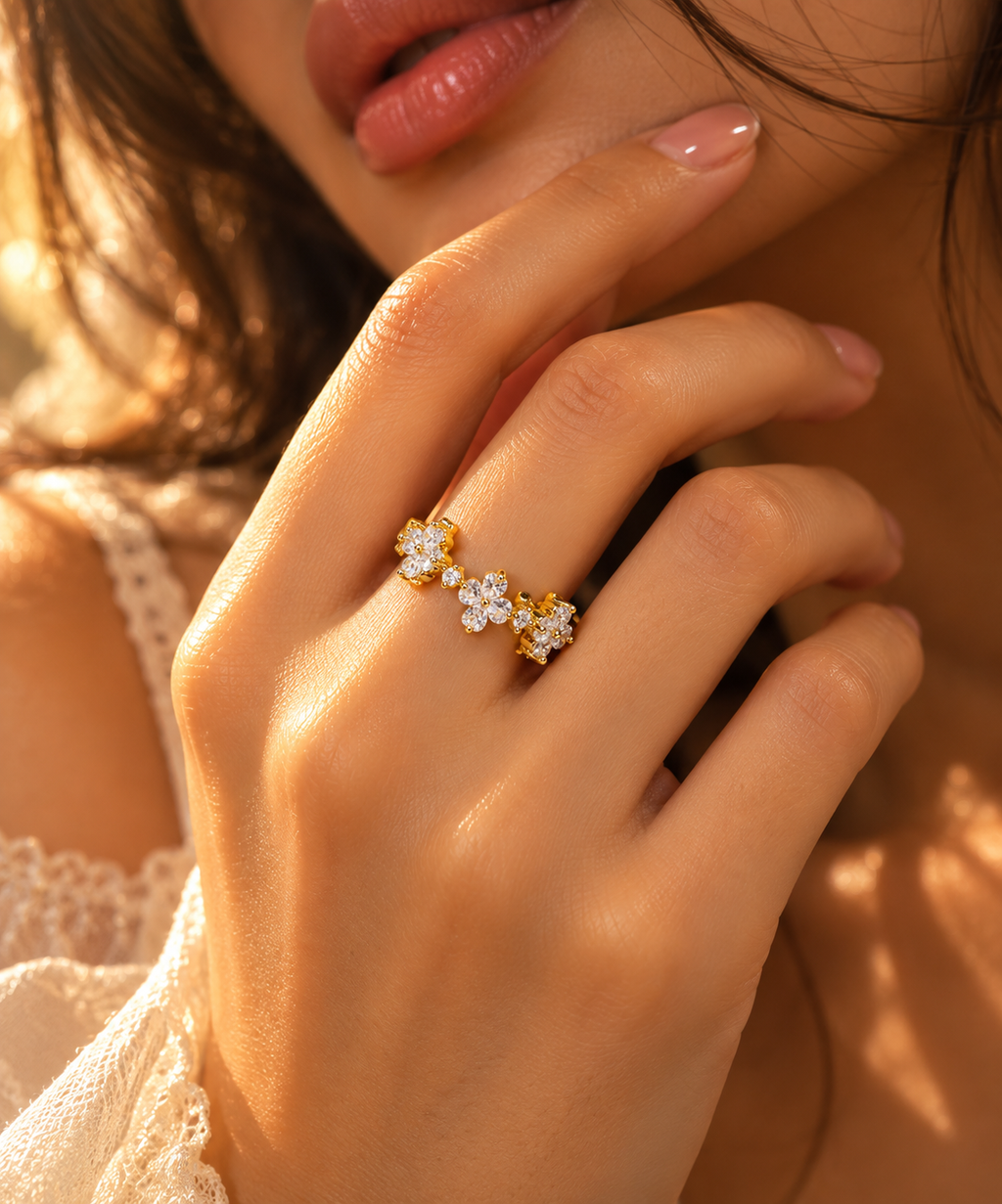 Golden Bloom Anti-Tarnish Ring