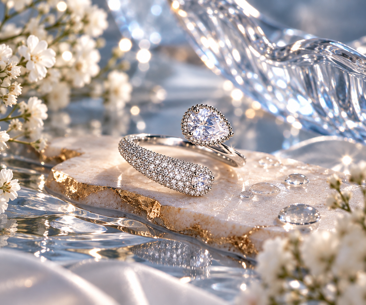 Heart Sparkle Open Adjustable Ring