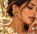 Golden Sunflower Stud Earrings