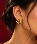 Golden Heart Cluster Earrings