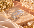 Silver Baguette Loop Adjustable Ring