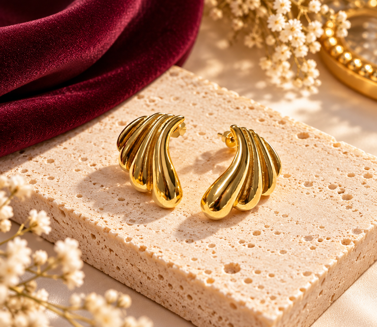 Golden Wave Sculptural Earrings