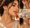 Silver Geometric Sparkle Drop Earrings