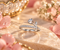 Silver Rosebud Sparkle Adjustable Ring