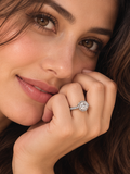 Silver Round Halo Sparkle Adjustable Ring