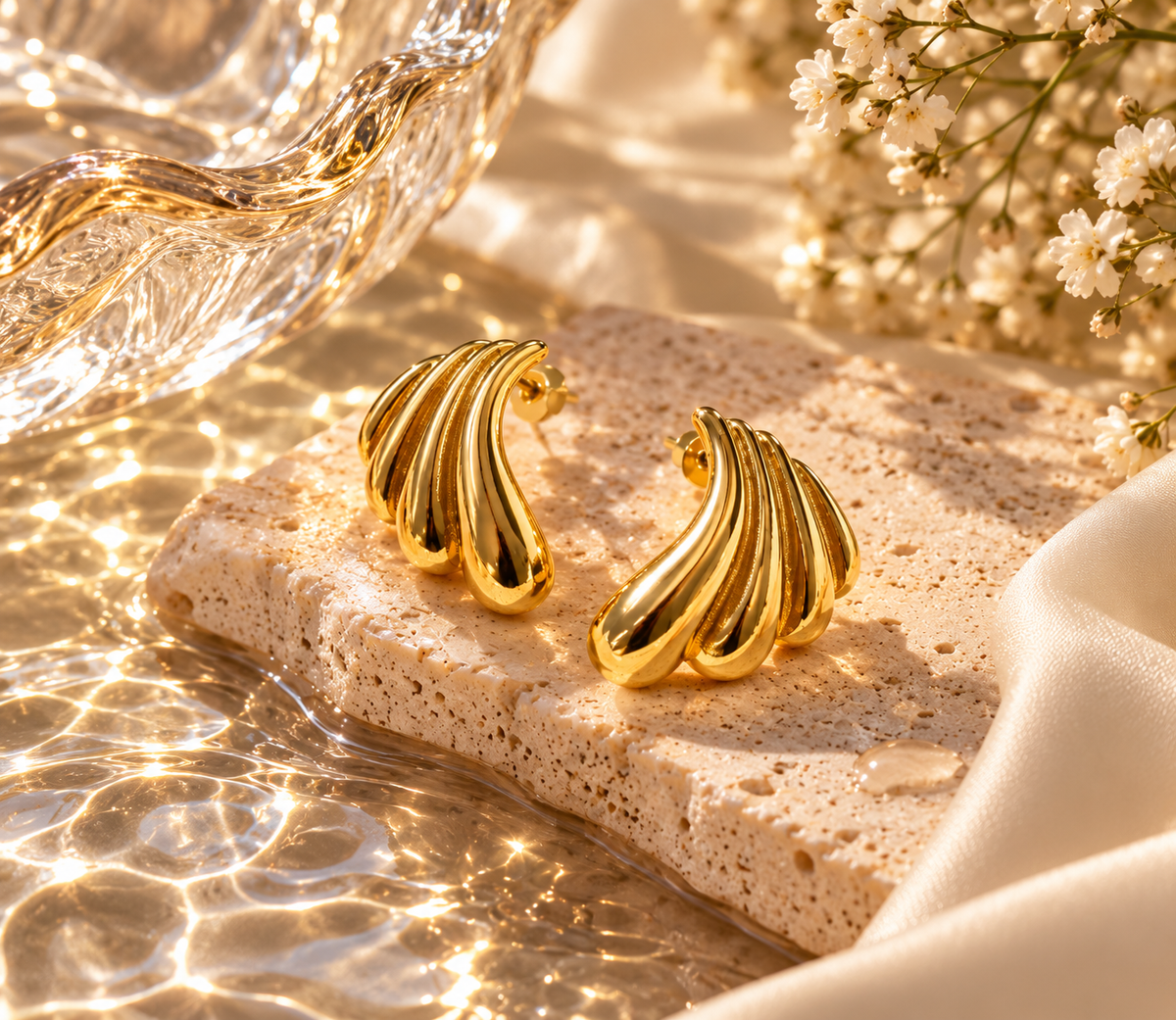 Golden Wave Sculptural Earrings