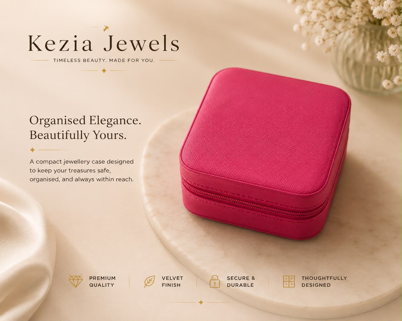 Multicoloured Zip Travel Jewellery Case
