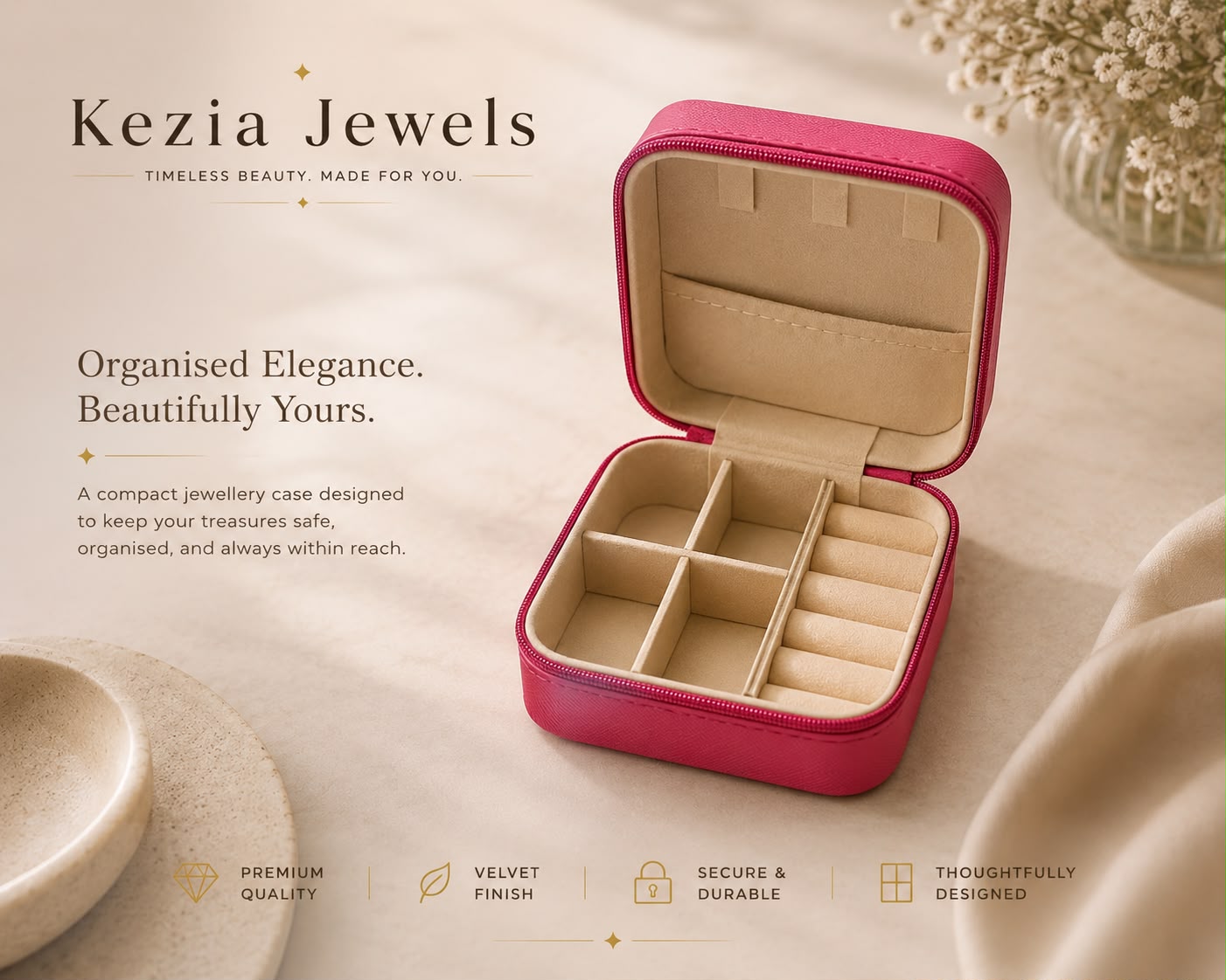 Multicoloured Zip Travel Jewellery Case
