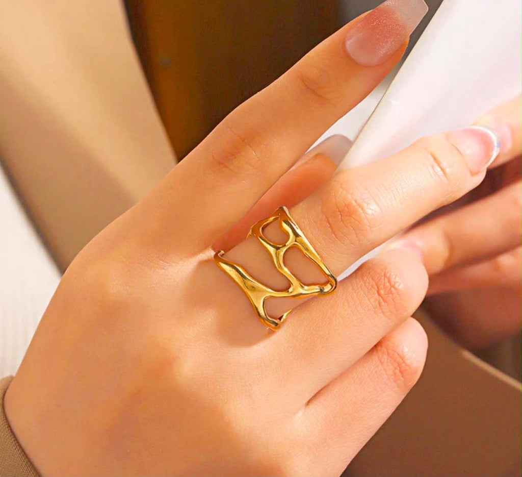 Abstract Cutout Gold Ring